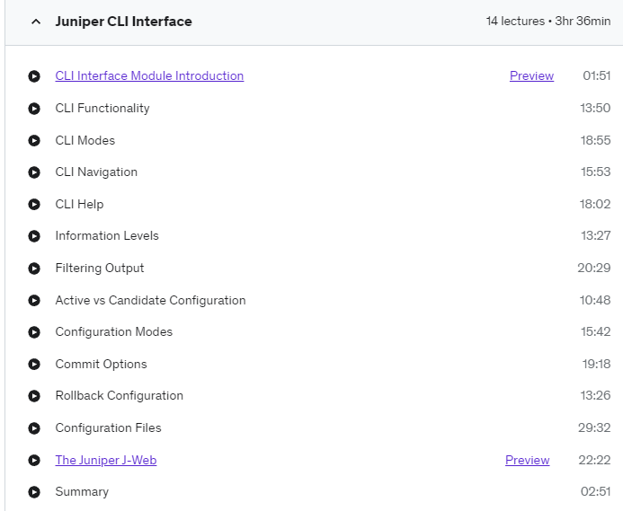 Juniper JNCIA JN0-104 cli modes content