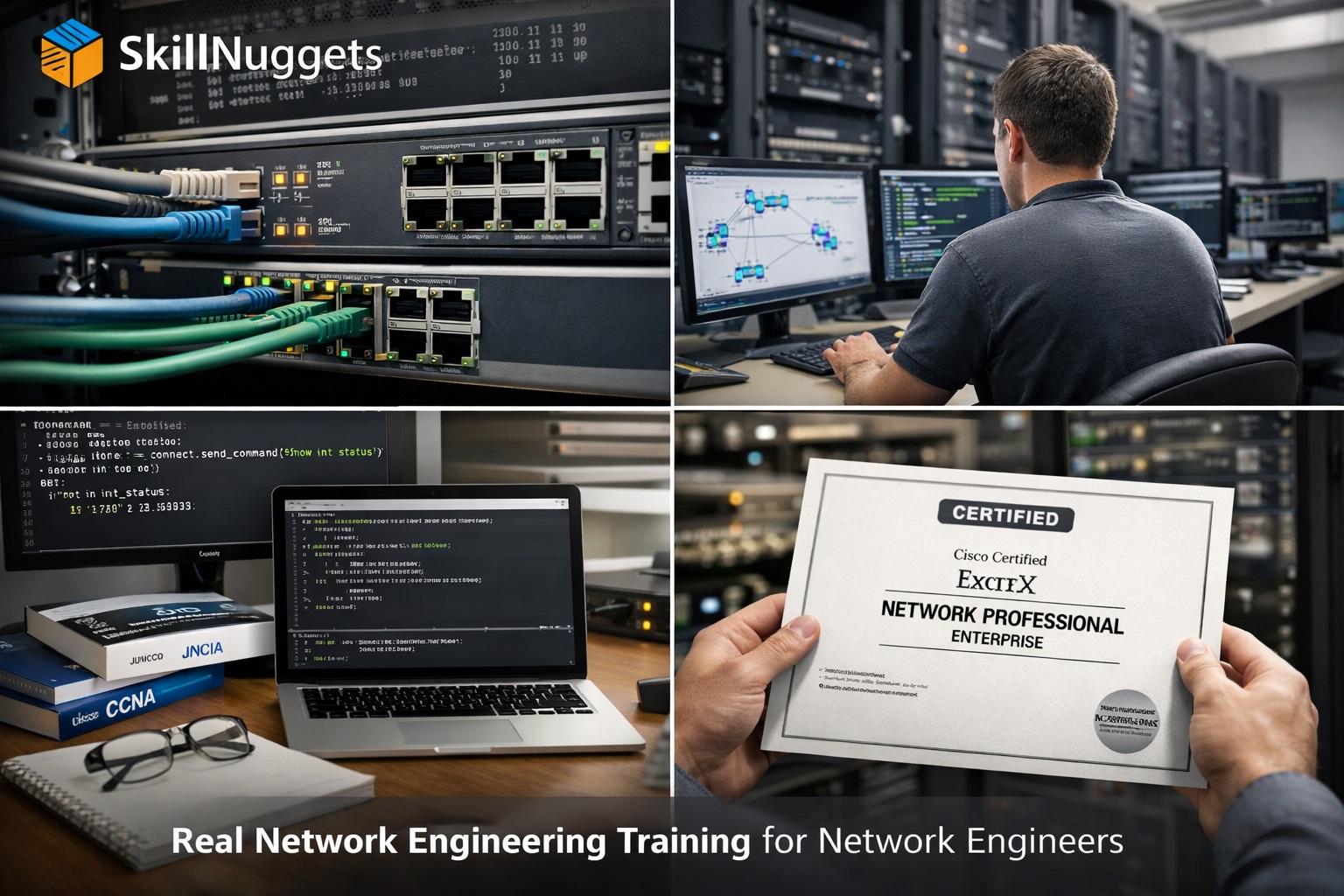 Why choose us, this image show the 3 fundermental reasons why network engineers should choose skillnuggets to learn networking, python, juniper and network automation